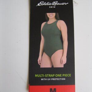 Eddie Bauer Women's Multi-Strap One-Piece with UV Protection Swimsuit, Green, M